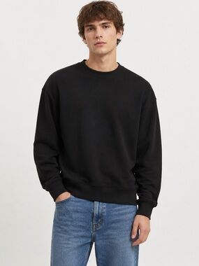 H&M Men’s Black Loose Fit Crewneck Sweatshirt Size Small